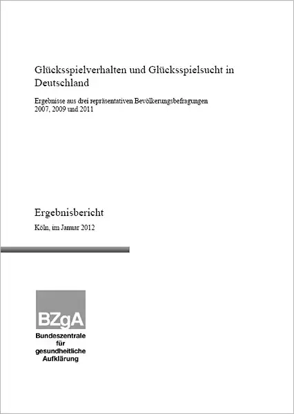 gluecksspiel_2011 Titelseite der Studie Glücksspielverhalten und Glücksspielsucht in Deutschland 2011