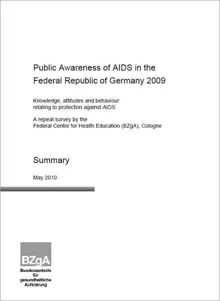Aids im öffentlichen Bewusstsein 2009 englisch Cover of Public Awareness of AIDS in the Federal Republic of Germany 2009 - Summary