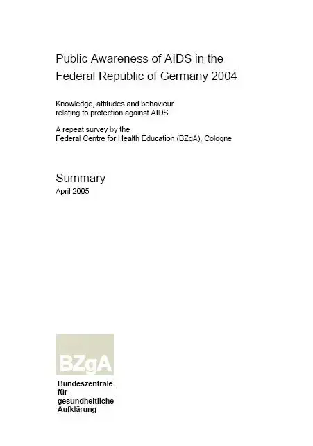 Screenshot "Public Awareness of AIDS in the Federal Republic of Germany 2004"