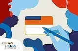 Illustration eines Organspendeausweises, der gerade ausgefüllt wird. Links unten der Slogan: Organspende - die Entscheidung zählt!