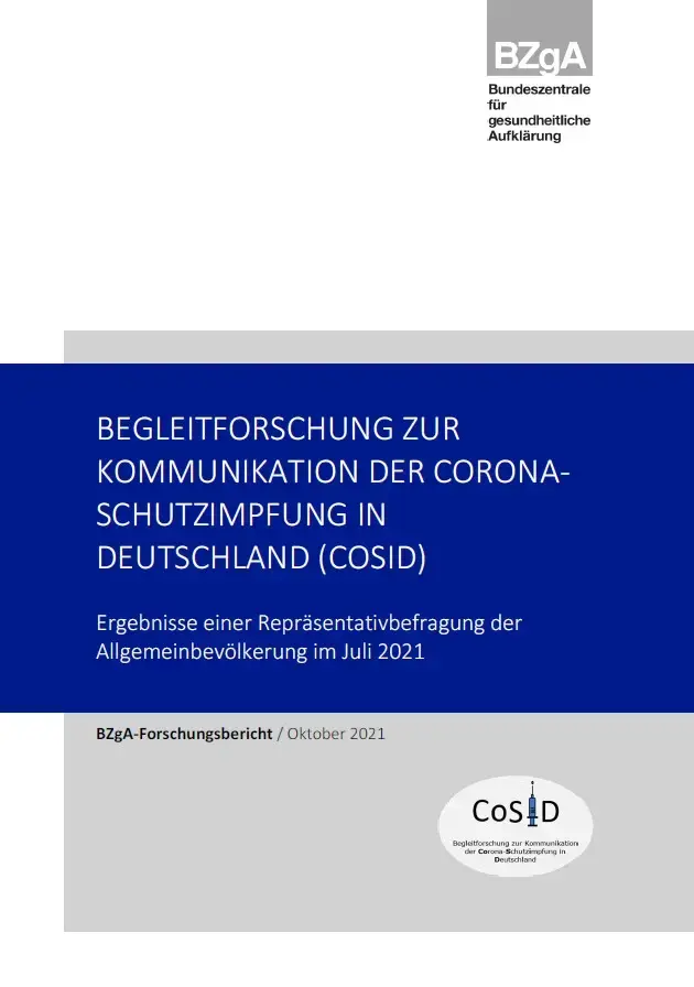 Titelseite der Studie: Begleitforschung zur Kommunikation der Corona-schutzimpfung in Deutschland (CoSiD)