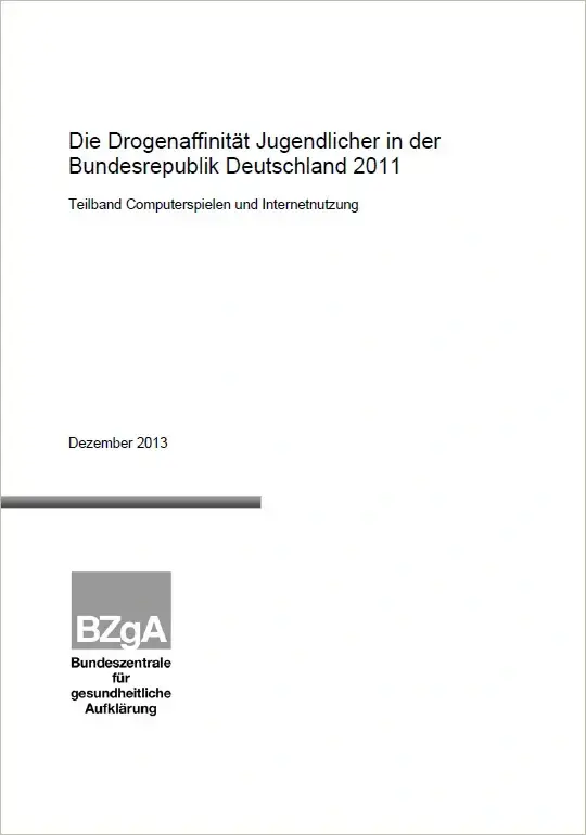 Titelseite der Studie: Die Drogenaffinität Jugendlicher in der Bundesrepublik Deutschland 2011. Teilband Computerspielen und Internetnutzung