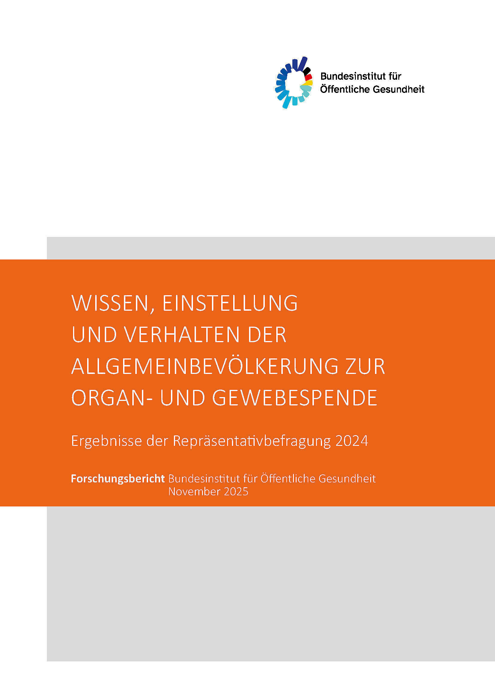 Titelseite der Studie: Wissen, Einstellung und Verhalten der Allgemeinbevölkerung zur Organ- und Gewebespende 2024