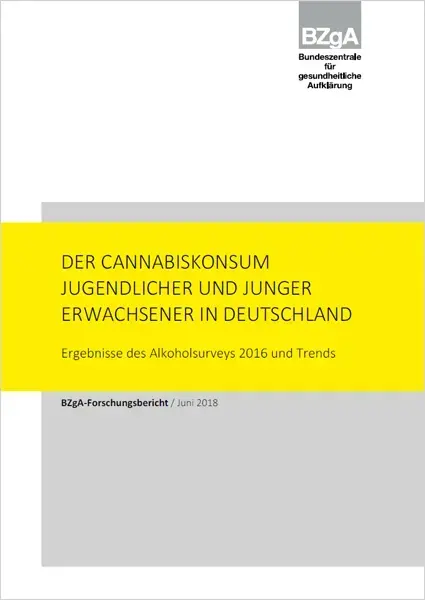 Titelseite der Studie: Der Cannabiskonsum Jugendlicher und junger Erwachsener in Deutschland 2016