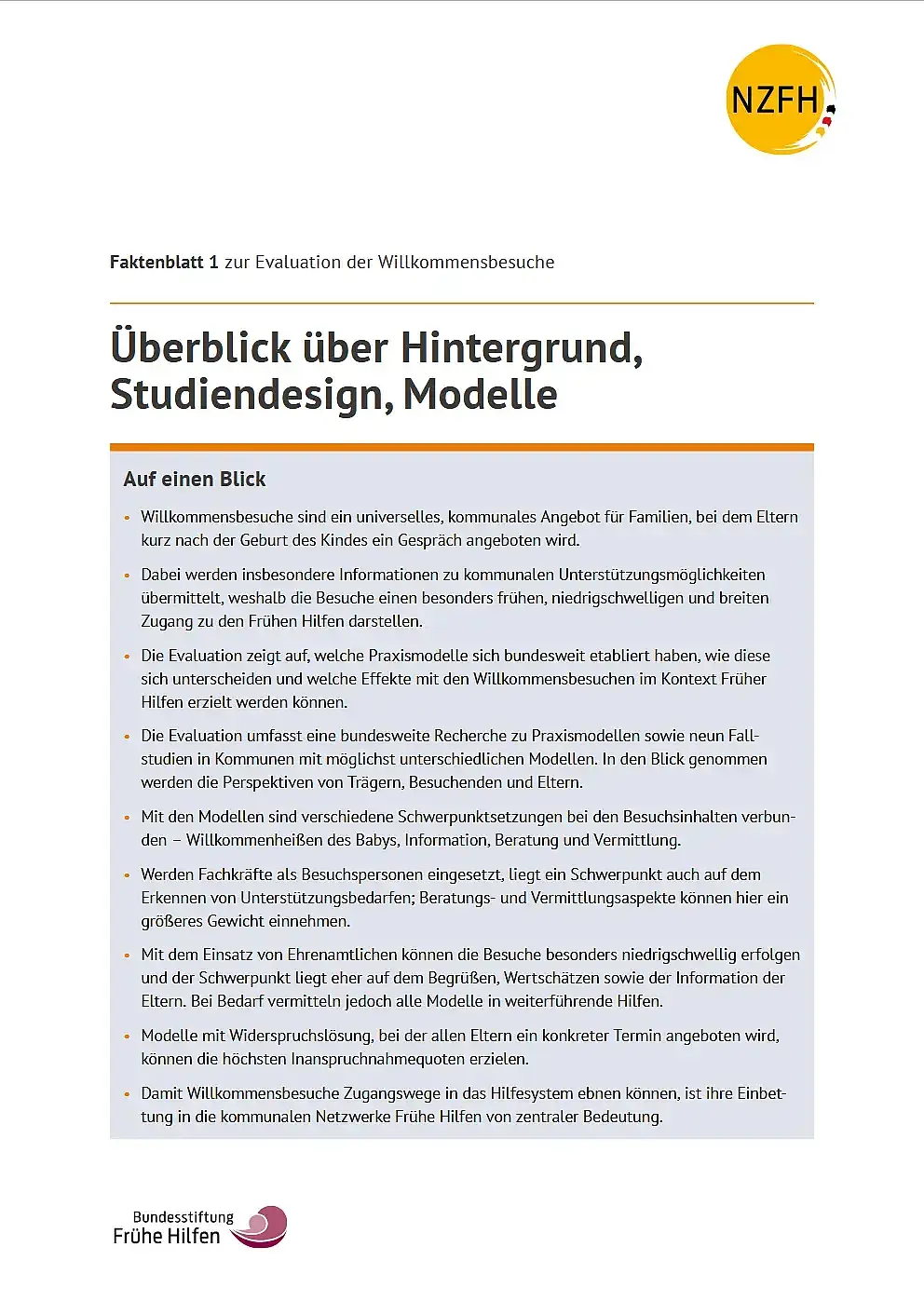 Cover der Faktenblätter NZFH zu Willkommensbesuchen