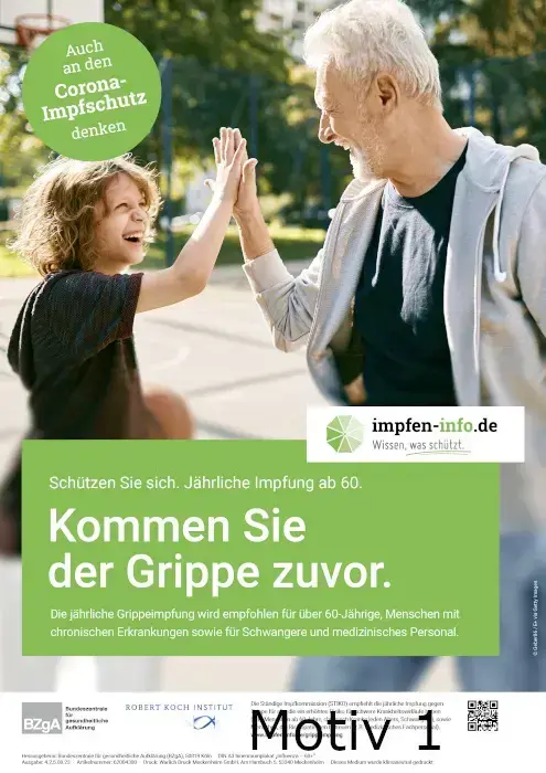 Animiertes Bild mit den fünf Plakatmotiven zur Kampagne "Wir kommen der Grippe zuvor"