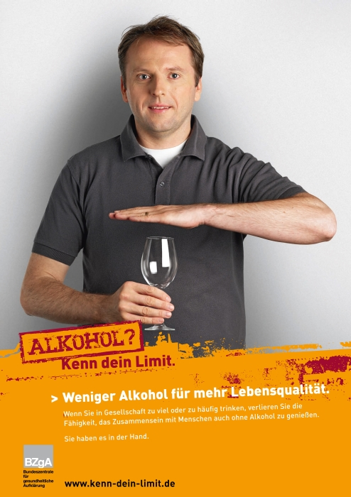 Plakatmotiv Alkohol? Kenn dein Limit. 
Erwachsenen-Kampagne