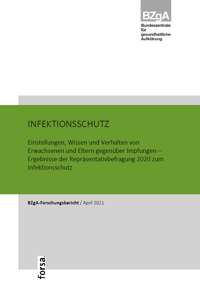 Titelseite der Studie: Infektionsschutz - Einstellungen, Wissen und Verhalten von Erwachsenen und Eltern gegenüber Impfungen – Ergebnisse der Repräsentativbefragung 2020 zum Infektionsschutz