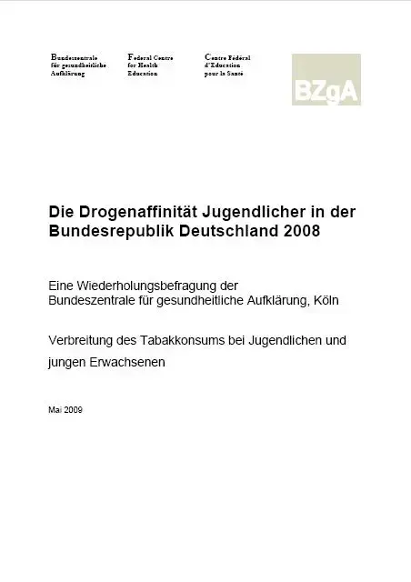 Titelblatt "Die Drogenaffinität Jugendlicher in der Bundesrepublik Deutschland 2008"