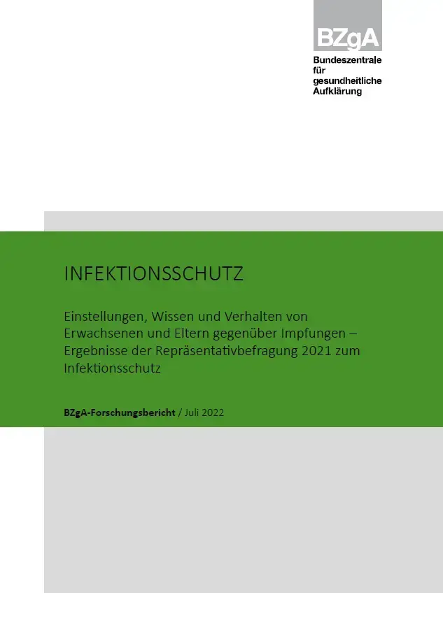 Titelseite der Studie: Infektionsschutz - Ergebnisse der Repräsentativbefragung 2021 zum Impfschutz