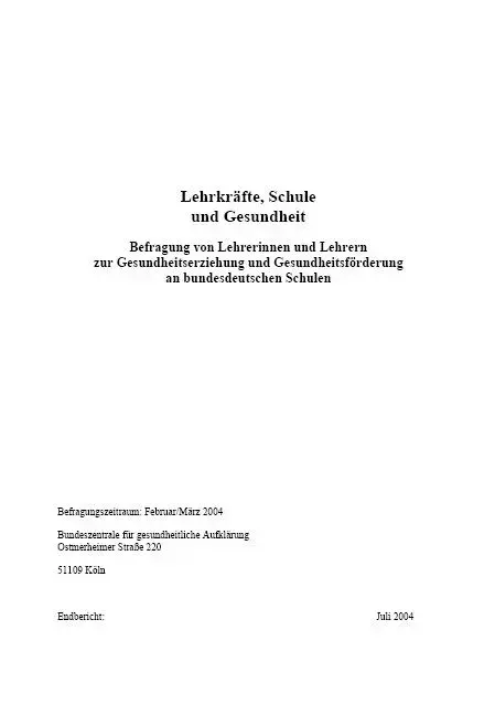 Titelblatt "Lehrkräfte, Shule und Gesundheit"