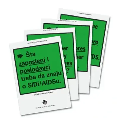 1988
"Aids-Information Nr. 8", 4 fremdsprachige Ausgaben