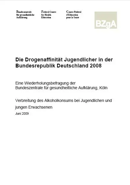 Titelblatt "Die Drogenaffinität Jugendlicher in der Bundesrepublik Deutschland 2008"