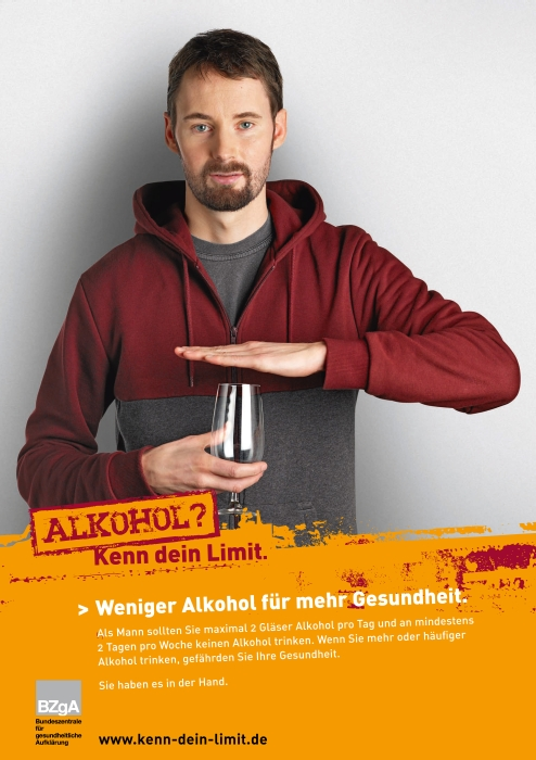Plakatmotiv Alkohol? Kenn dein Limit. 
Erwachsenen-Kampagne