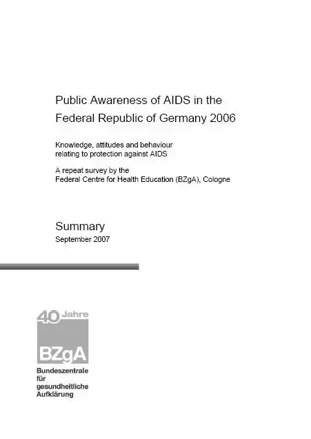Screenshot "Public Awarenes of AIDS in the Federal Republic of Germany 2006"