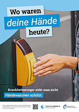 Plakatmotive zur Kampagne "Wo waren deine Hände heute?"