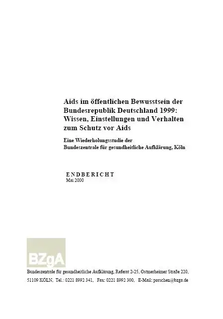 Titelbild "Aids im öffentlichen Bewusstsein 1999"